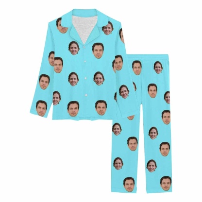 FacePajamas Pajama For Women / Sky blue / XS Custom Face My Valentine My Lover Couple Matching Pajamas