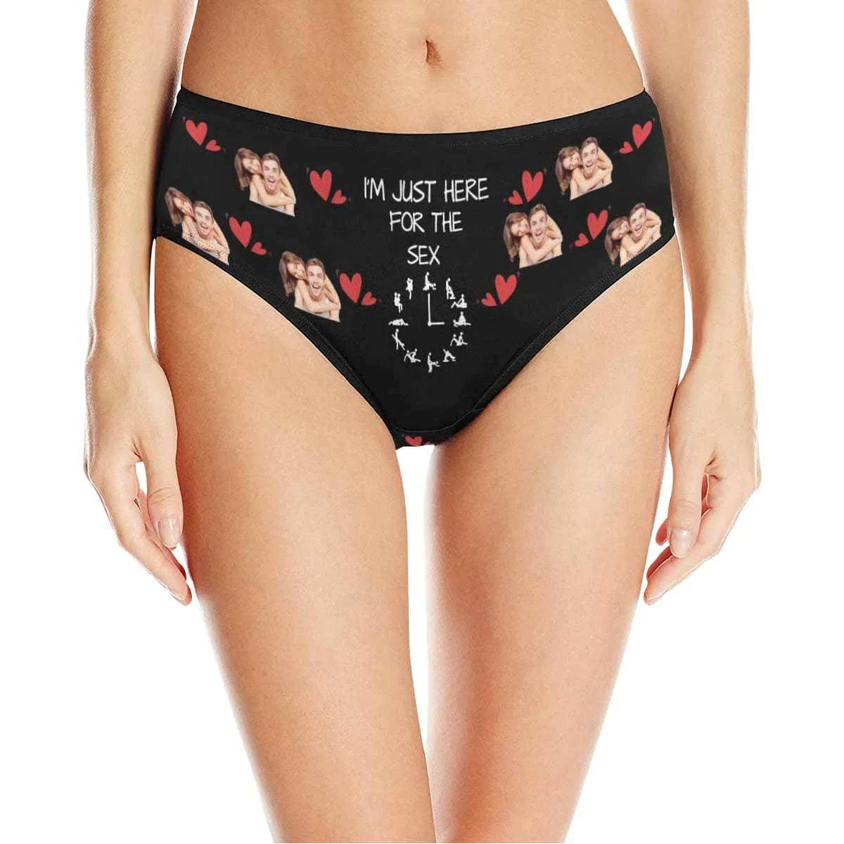 FacePajamas Mix Briefs For Women / XS Custom Couple Matching Lingerie Briefs I'm Just Here For The Sex Personalized Face Underwear For Couple Gifts Made for Your Gift