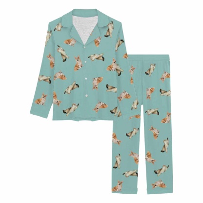 FacePajamas Pajama For Women / XS Custom Face Pet Dog Print Long Pajama Set&Grandma Grandpa Pajamas Personalized Photo Long Pajama Set Sleepwear