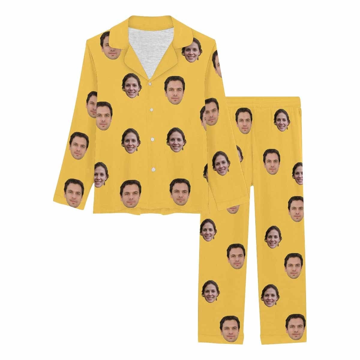 FacePajamas Pajama For Women / Yellow / XS Custom Face My Valentine My Lover Couple Matching Pajamas