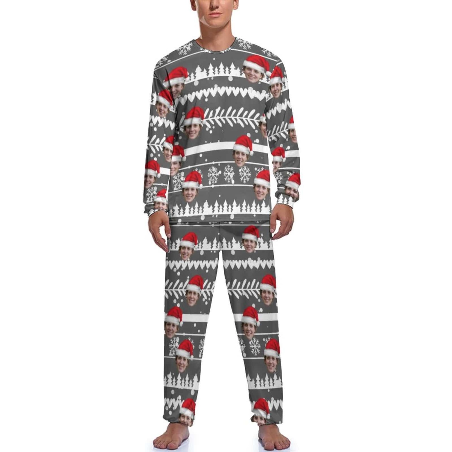 FacePajamas Pajama Gray / S Custom Face Christmas Men's Pajamas