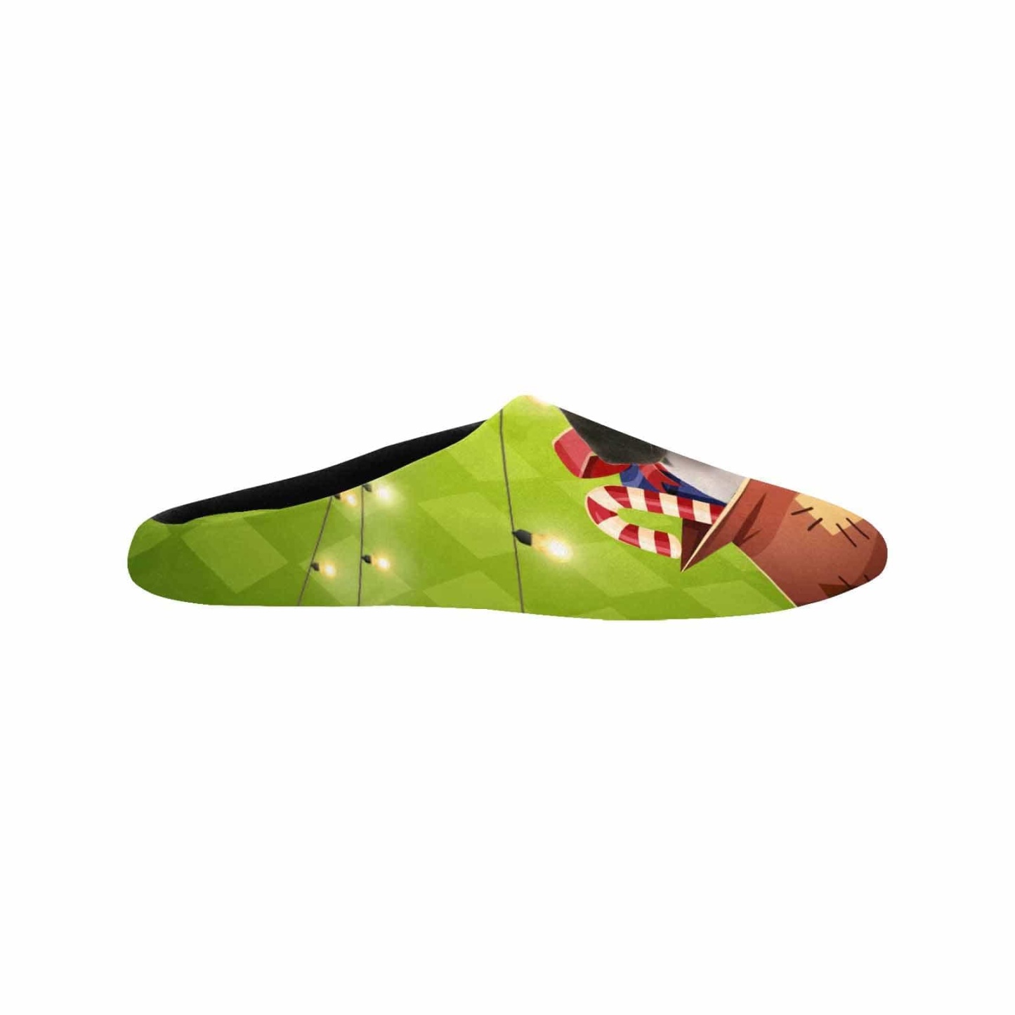 FacePajamas Slippers Green Christmas Custom Dog's Photo All Over Print Personalized Non-Slip Cotton Slippers