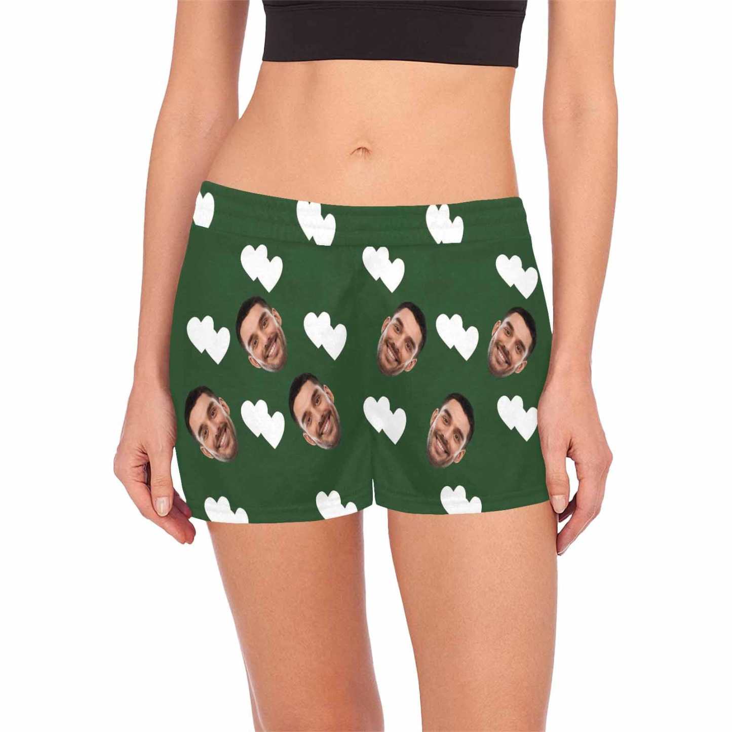 FacePajamas Pajama Shirt&Pants Green / S Custom Face Women's Pajama Shorts Multiple Colors Love Personalized Sleepwear Shorts