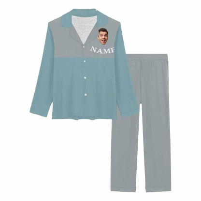FacePajamas Pajama Green / XS Custom Face&Name Pajamas Color Matching Sleepwear Personalized Women's Slumber Party Long Pajama Set