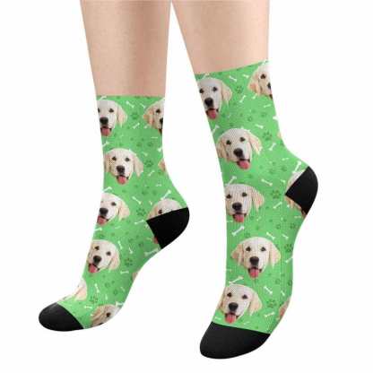 FacePajamas Sublimated Crew Socks Happy Mother's Day | Custom Socks with Dog Face Printed Paw&Bone Pet Socks Personalized Sublimated Crew Socks for Mom