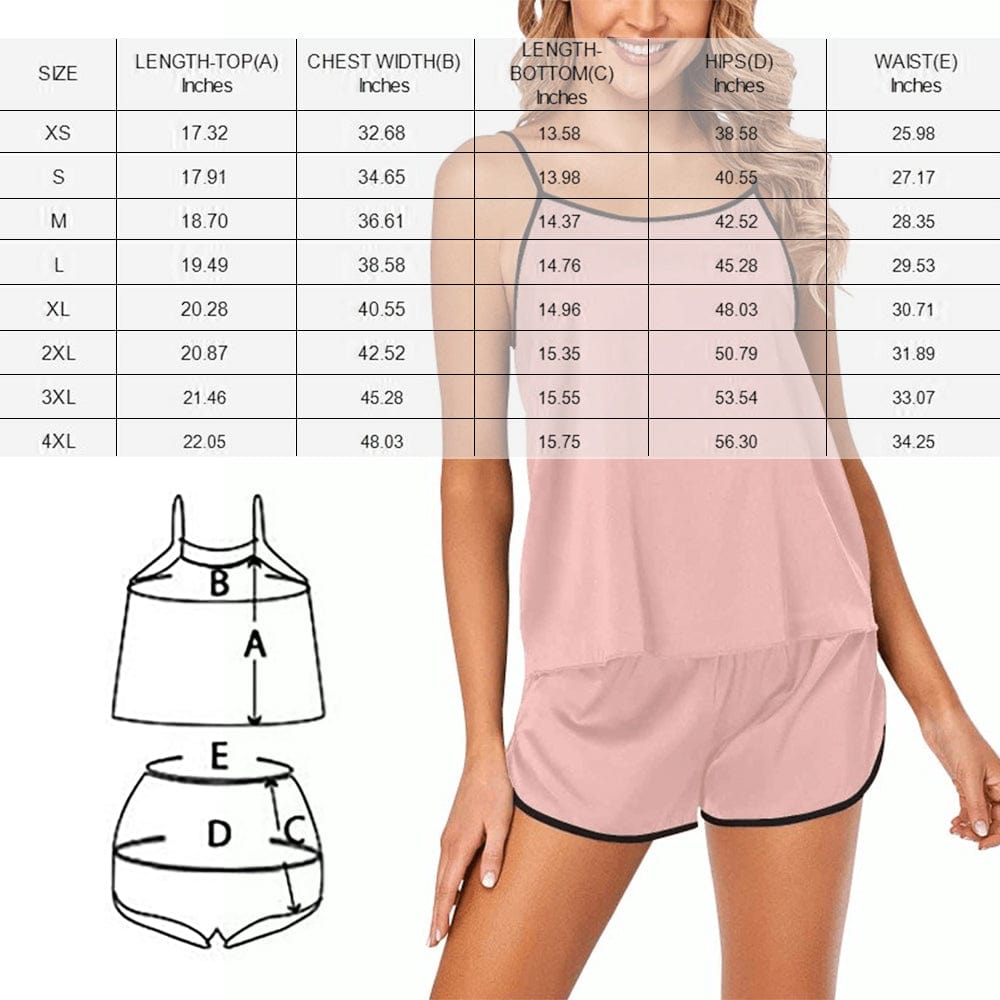 FacePajamas Pajama Custom Couple Face Pajamas Red Lips Sleepwear Personalized Women's Sexy Cami Pajamas Set