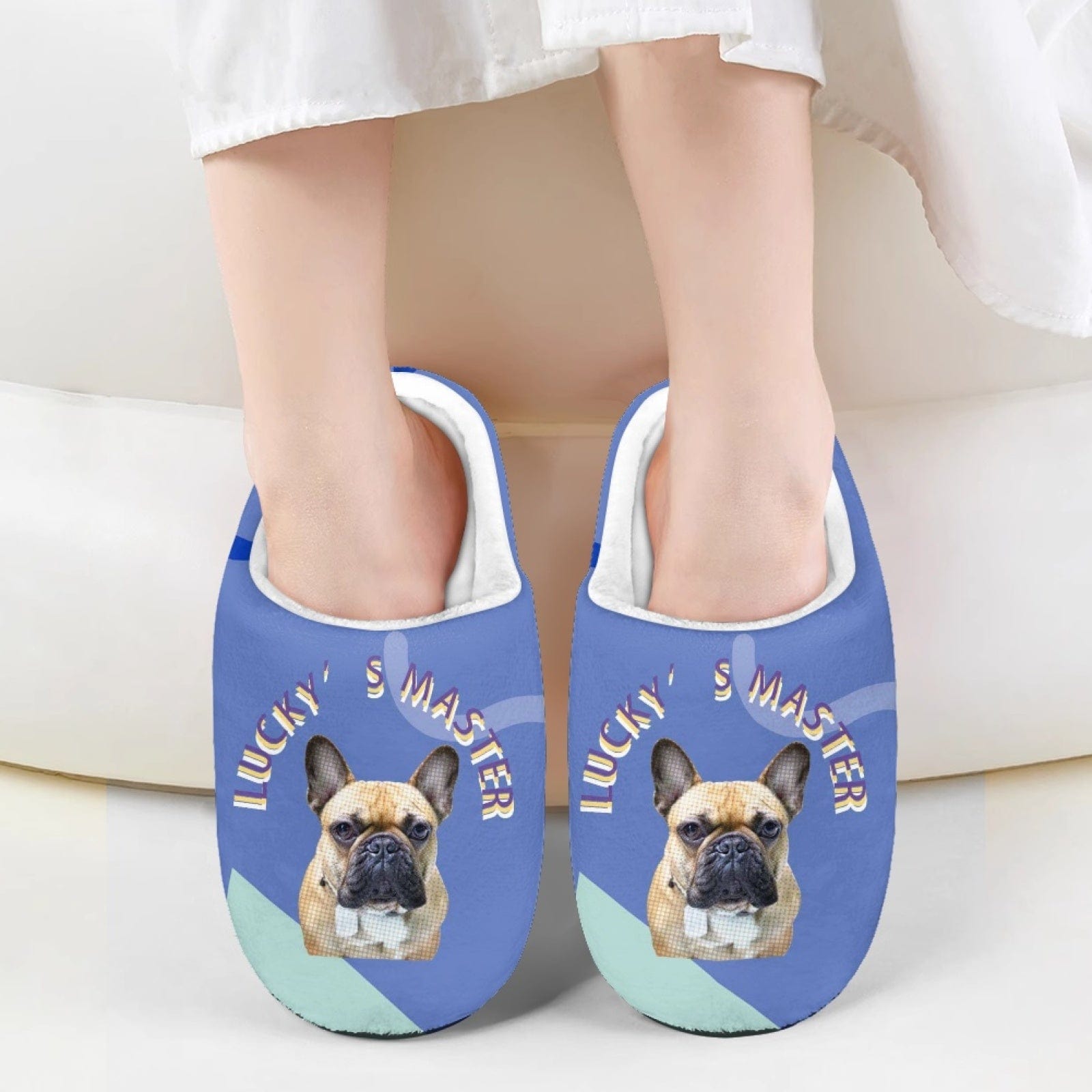 FacePajamas Slippers-2ML-ZD Kid / Purple / XS Custom Pet Face&Name Multicolor Cotton Slippers for Adult&Kids Personalized Non-Slip Slippers Warm House Shoes