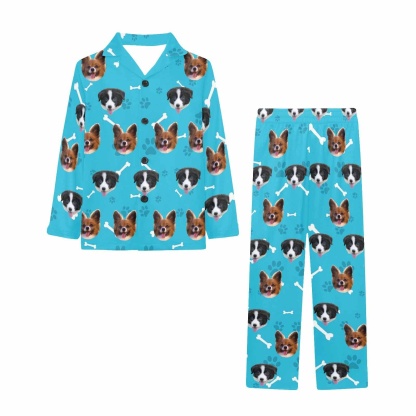 FacePajamas Kids Pajama Kid's Pajamas Custom Sleepwear with Pet Dog Face Personalized Pajama Set For Boys&Girls 2-15Y
