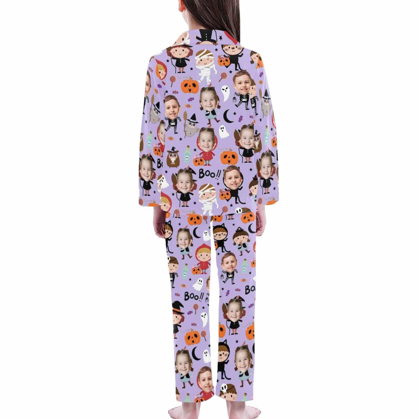 FacePajamas Kids Pajama Kid's Pajamas Purple Custom Sleepwear with Face Little Monster Personalized Halloween Pajama Set For Boys&Girls 2-15Y