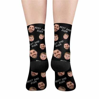 FacePajamas Sublimated Crew Socks [Made In AU] Personalized Photo Socks Custom Face Best Dad Ever Father's Day Sublimated Crew Socks