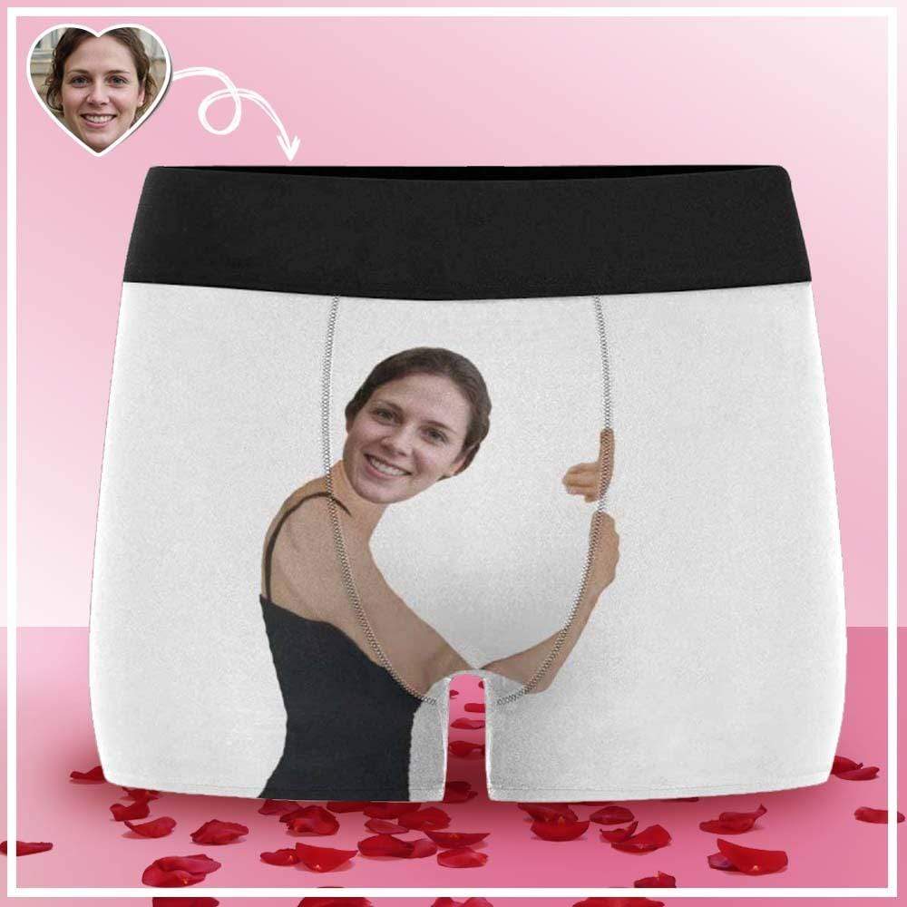FacePajamas Underwear [Made In USA] Custom Boxer Briefs with Face Personalized Underwear Hug My Treasure for Men Valentines Day Gift For Husband Boyfriend