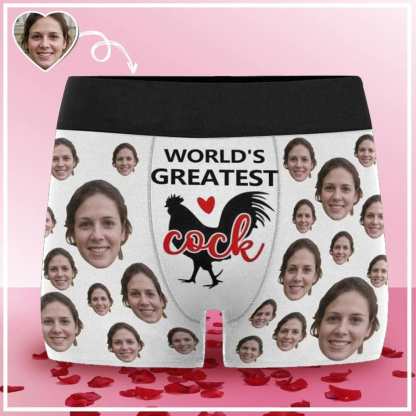 FacePajamas Underwear Made in USA Custom Boxers Personalized Underwear with Face World's Greatest Cock Custom Men's Boxer Briefs