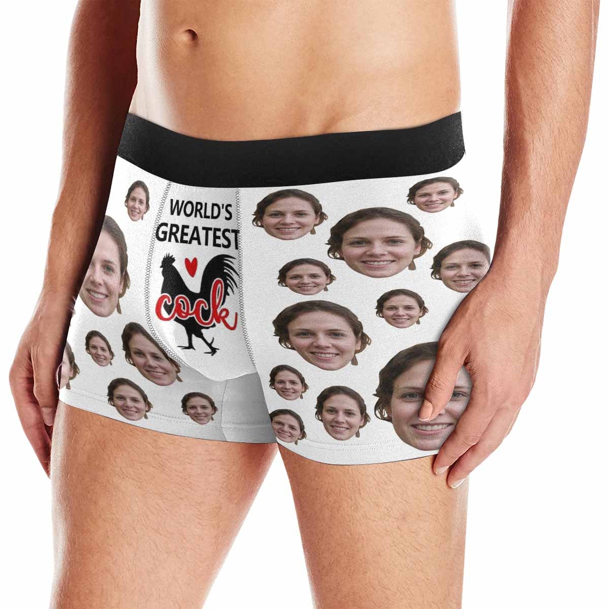 FacePajamas Underwear Made in USA Custom Boxers Personalized Underwear with Face World's Greatest Cock Custom Men's Boxer Briefs