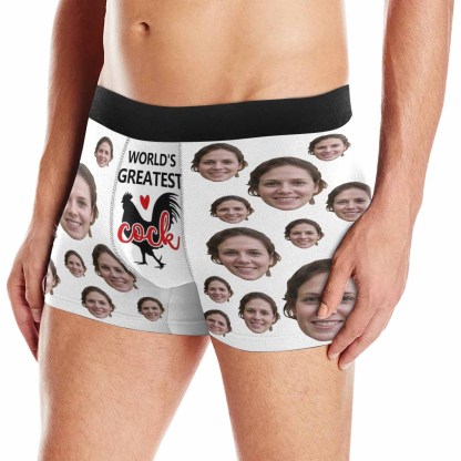 FacePajamas Underwear Made in USA Custom Boxers Personalized Underwear with Face World's Greatest Cock Custom Men's Boxer Briefs