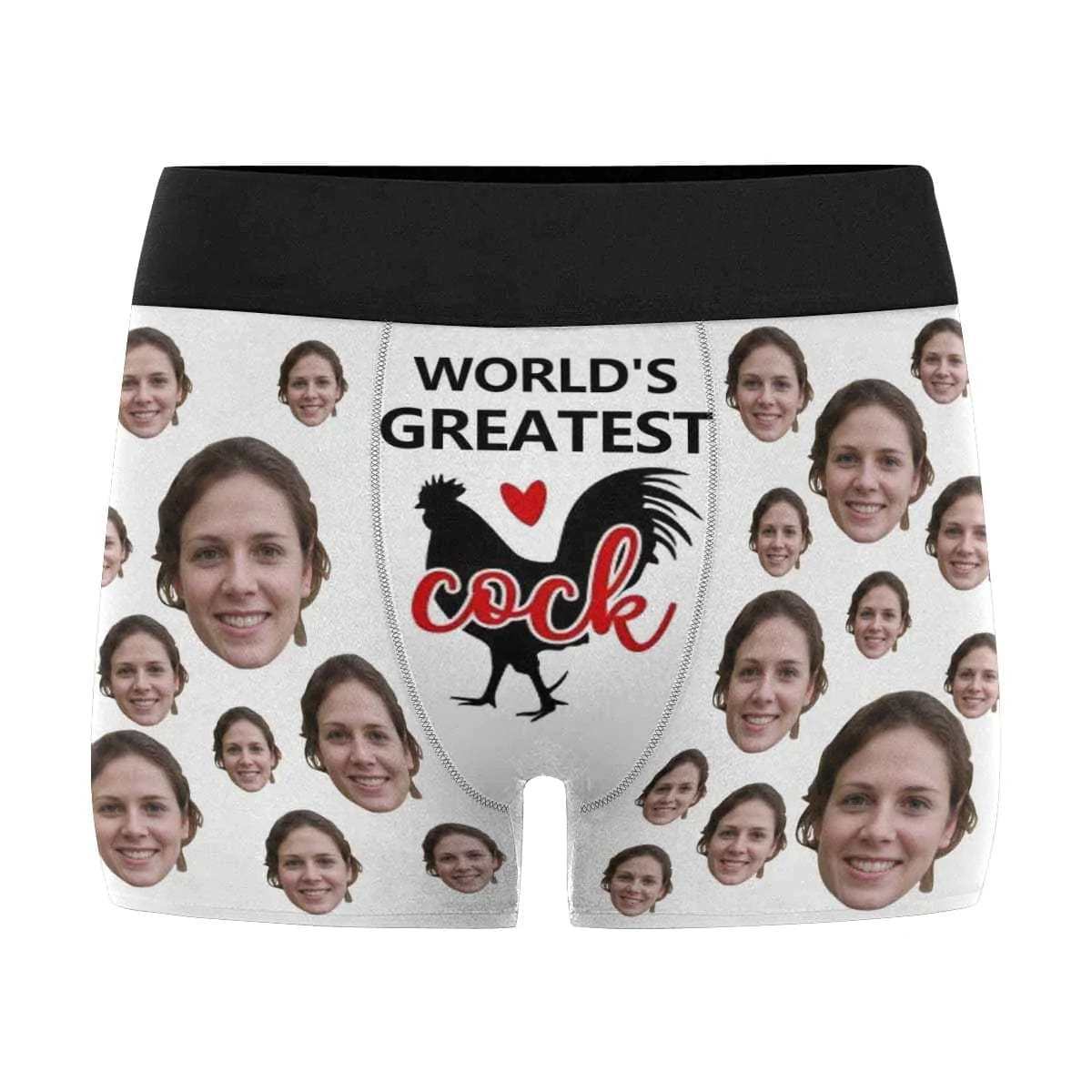 FacePajamas Underwear Made in USA Custom Boxers Personalized Underwear with Face World's Greatest Cock Custom Men's Boxer Briefs