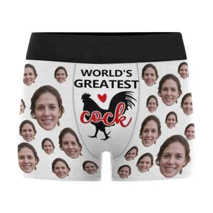 FacePajamas Underwear Made in USA Custom Boxers Personalized Underwear with Face World's Greatest Cock Custom Men's Boxer Briefs