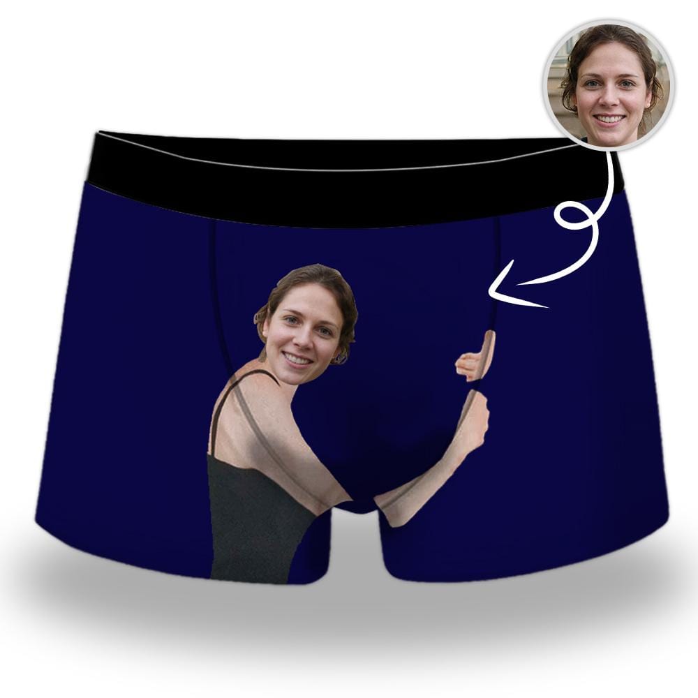 FacePajamas Underwear [Made In USA] Personalized Photo Boxer Briefs Hug My Treasure Custom Underwear with Face for Men Personalize Gift for Husband or Boyfriend