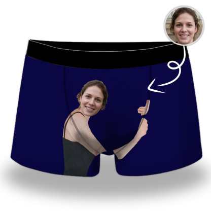 FacePajamas Underwear [Made In USA] Personalized Photo Boxer Briefs Hug My Treasure Custom Underwear with Face for Men Personalize Gift for Husband or Boyfriend