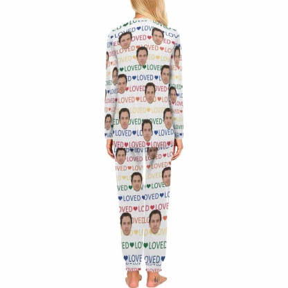 FacePajamas Pajama Matching Pajamas For Couples Custom Face Colorful Text Loved Couple Matching Pajama Set