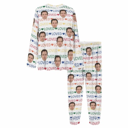FacePajamas Pajama Matching Pajamas For Couples Custom Face Colorful Text Loved Couple Matching Pajama Set