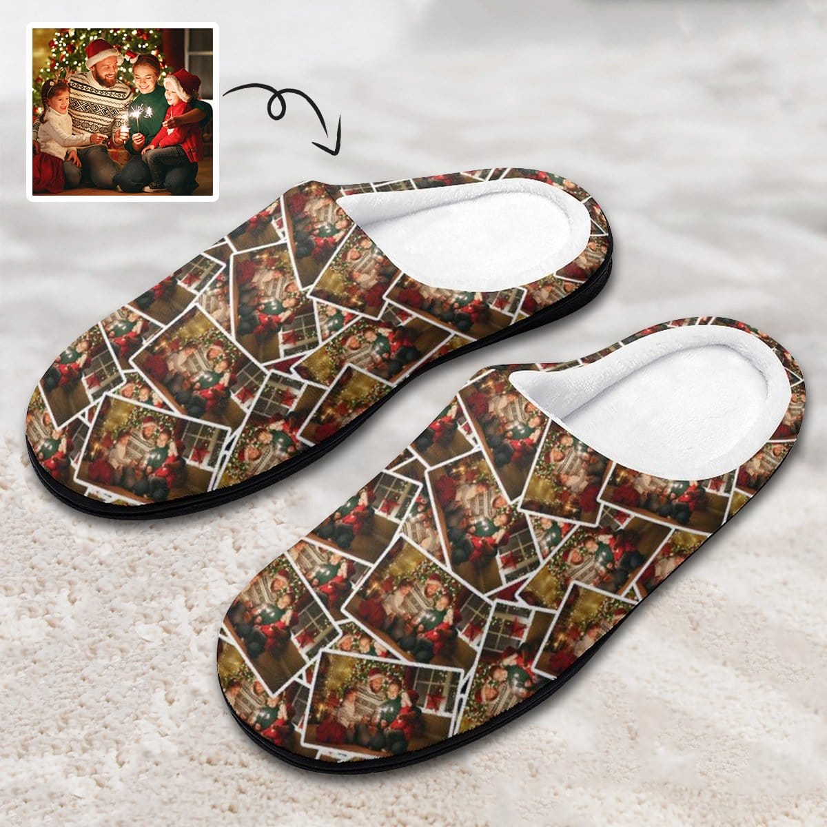 FacePajamas Slippers-2YX-SDS MEN / 7-8(40-41) Custom Photo Seamless Family Men's All Over Print Cotton Slippers