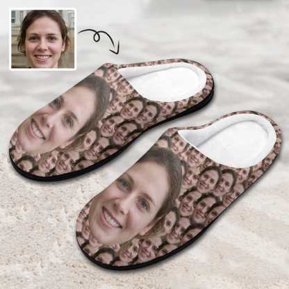 FacePajamas Slippers-2YX-SDS Men / Face / 7-8(40-41) Custom Face Seamless Men's All Over Print Cotton Slippers