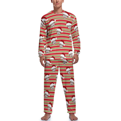 FacePajamas Pajama Men / S Custom Face Christmas Stripes Couple Matching Pajamas