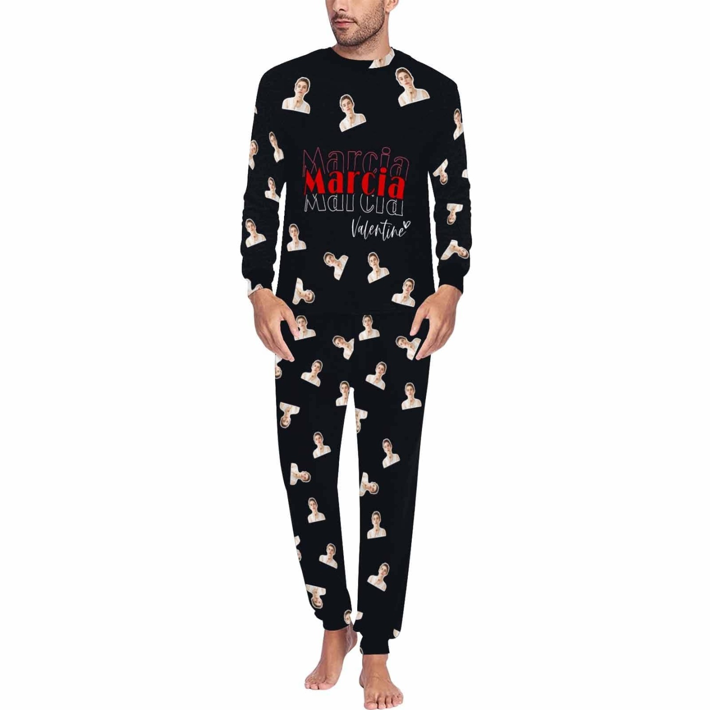 FacePajamas Pajama Men / S Custom Face&Name Valentine's Day Commemorative Gifts Couple Matching Pajamas
