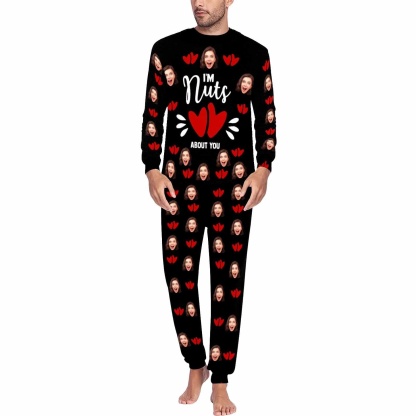 FacePajamas Pajama Men / S Custom Face Nuts About You Sleepwear Personalized Slumber Party Couple Matching Pajamas