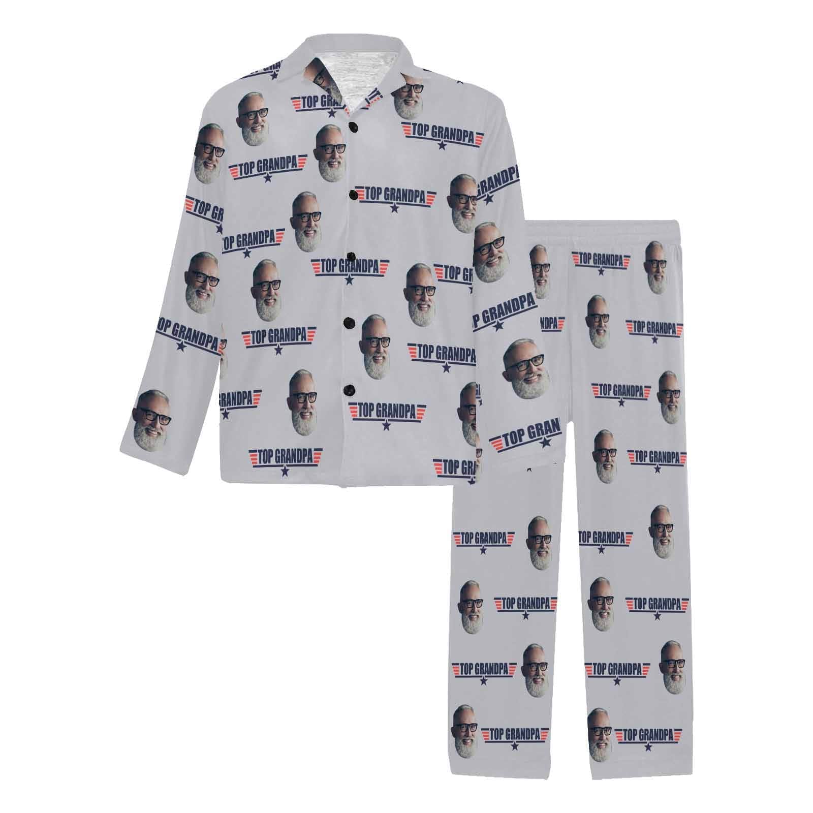 FacePajamas Pajama Men / S Custom Face Print Long Pajama Set&Grandma Grandpa Pajamas Personalized Photo Long Pajama Set Sleepwear