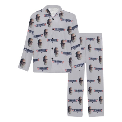 FacePajamas Pajama Men / S Custom Face Print Long Pajama Set&Grandma Grandpa Pajamas Personalized Photo Long Pajama Set Sleepwear