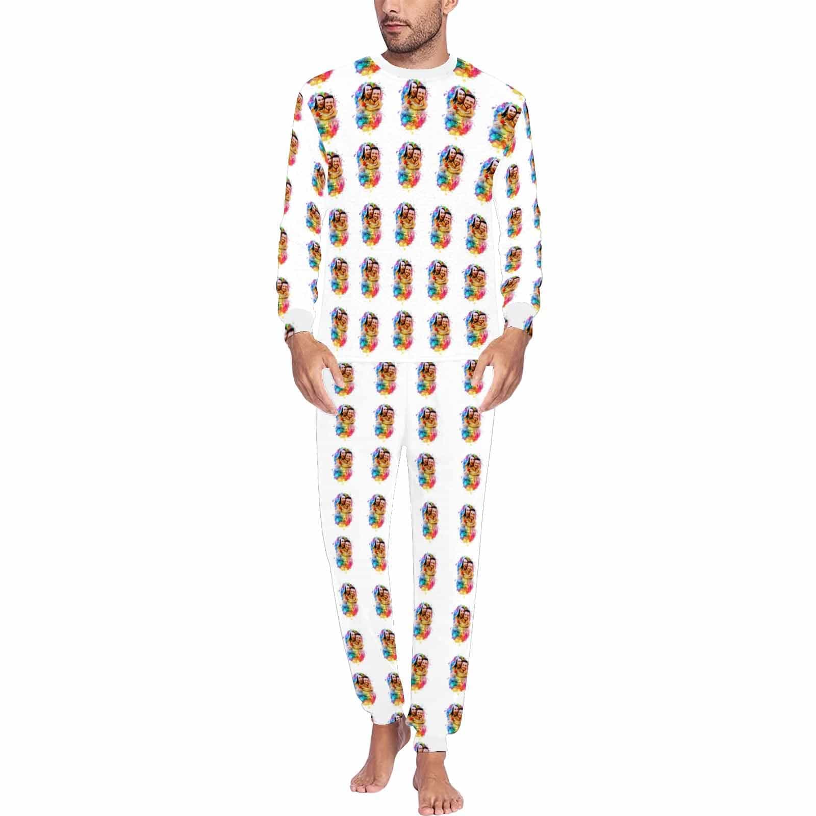 FacePajamas Pajama Men / S Custom Photo Colorful Valentine's Day Sleepwear Personalized Slumber Party Couple Matching Pajamas