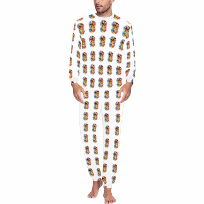 FacePajamas Pajama Men / S Custom Photo Colorful Valentine's Day Sleepwear Personalized Slumber Party Couple Matching Pajamas