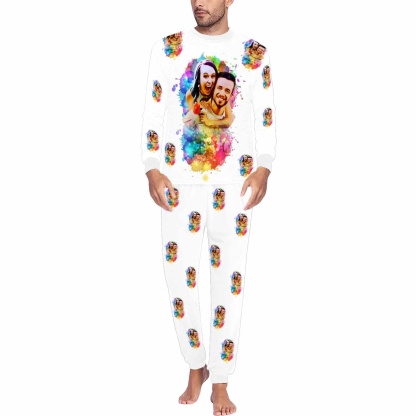 FacePajamas Pajama Men / S Custom Photo Watercolour Sleepwear Personalized Slumber Party Couple Matching Pajamas