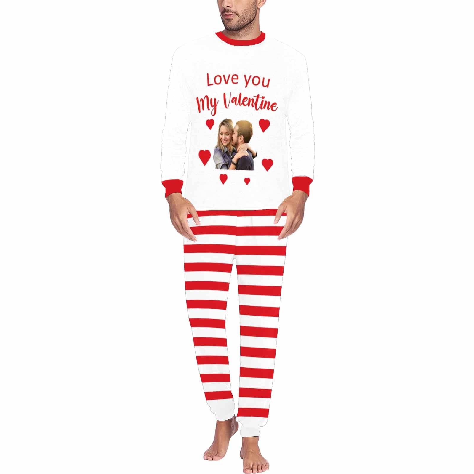 FacePajamas Pajama Men / S [TikTok Hot Selling]Custom Photo Valentine's Day Couple Matching Pajamas Personalized Photo Long Sleeve Pajamas Set