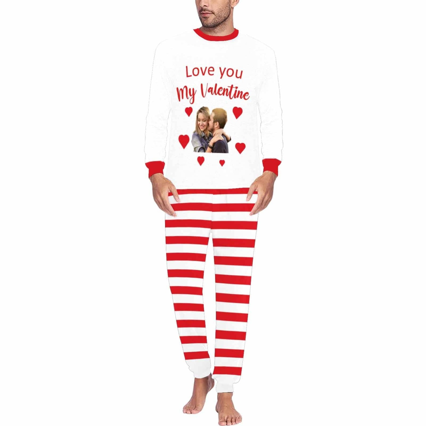FacePajamas Pajama Men / S [TikTok Hot Selling]Custom Photo Valentine's Day Couple Matching Pajamas Personalized Photo Long Sleeve Pajamas Set