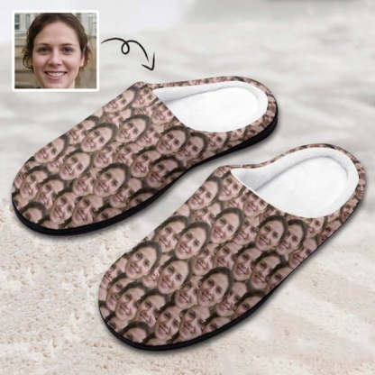FacePajamas Slippers-2YX-SDS Men / Seamless Face / 7-8(40-41) Custom Face Seamless Men's All Over Print Cotton Slippers