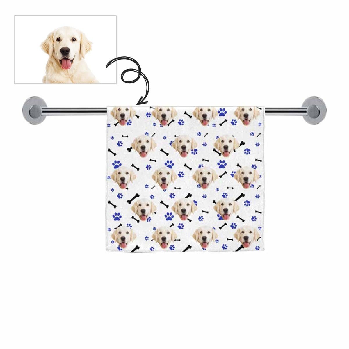 FacePajamas Towel One Size Custom Dog Faces Paw and Bone Towel