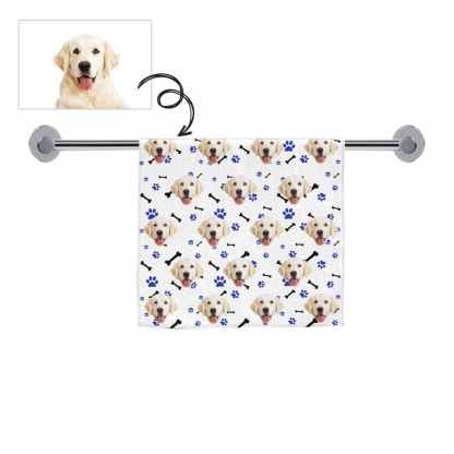 FacePajamas Towel One Size Custom Dog Faces Paw and Bone Towel