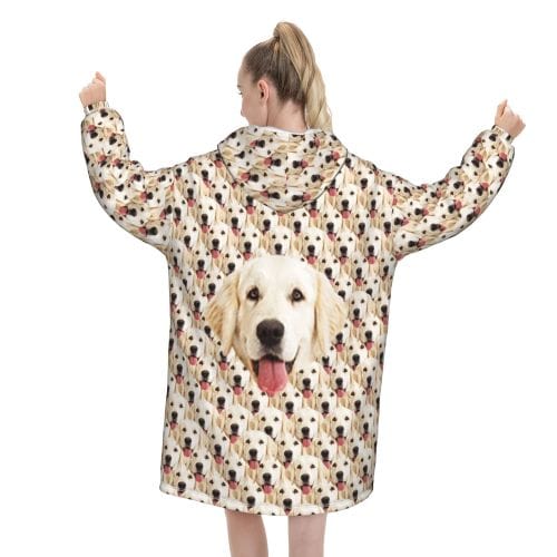 FacePajamas Pajama One Size Custom Dog's Face Seamless Hooded Pajama Fleece Loungewear