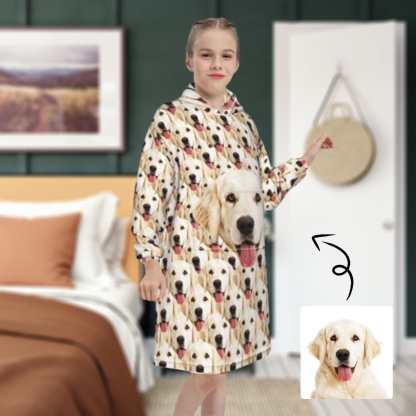 FacePajamas Pajama One Size Custom Dog's Face Seamless Kids Hooded Pajama Fleece Loungewear