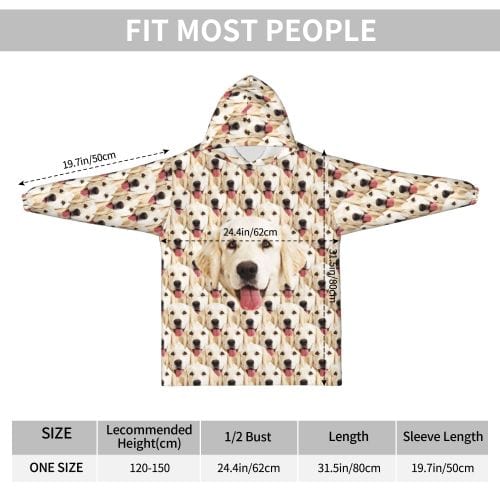 FacePajamas Pajama One Size Custom Dog's Face Seamless Kids Hooded Pajama Fleece Loungewear