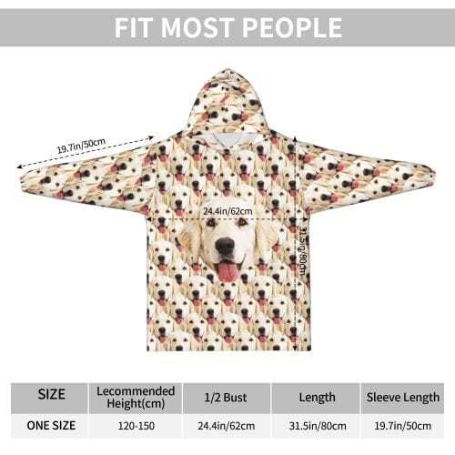 FacePajamas Pajama One Size Custom Dog's Face Seamless Kids Hooded Pajama Fleece Loungewear