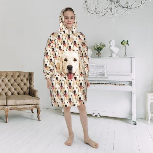 FacePajamas Pajama One Size Custom Dog's Face Seamless Kids Hooded Pajama Fleece Loungewear
