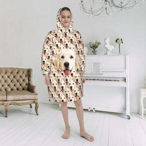 FacePajamas Pajama One Size Custom Dog's Face Seamless Kids Hooded Pajama Fleece Loungewear