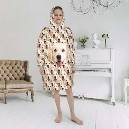 FacePajamas Pajama One Size Custom Dog's Face Seamless Kids Hooded Pajama Fleece Loungewear