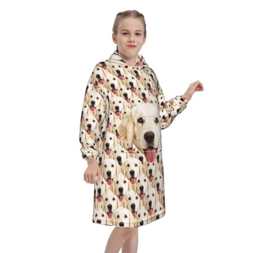 FacePajamas Pajama One Size Custom Dog's Face Seamless Kids Hooded Pajama Fleece Loungewear