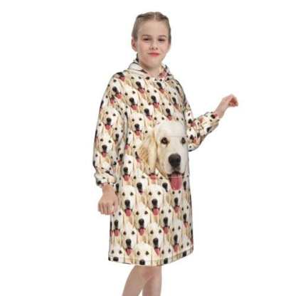 FacePajamas Pajama One Size Custom Dog's Face Seamless Kids Hooded Pajama Fleece Loungewear