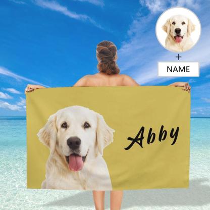 FacePajamas Bath Towel One Size Custom Dog's Photo And Name Bath Towel 30"x56" Beach Towel Kids Towel Pool Towel Camp Towel
