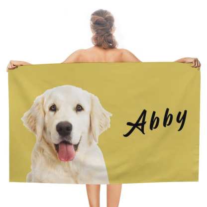FacePajamas Bath Towel One Size Custom Dog's Photo And Name Bath Towel 30"x56" Beach Towel Kids Towel Pool Towel Camp Towel